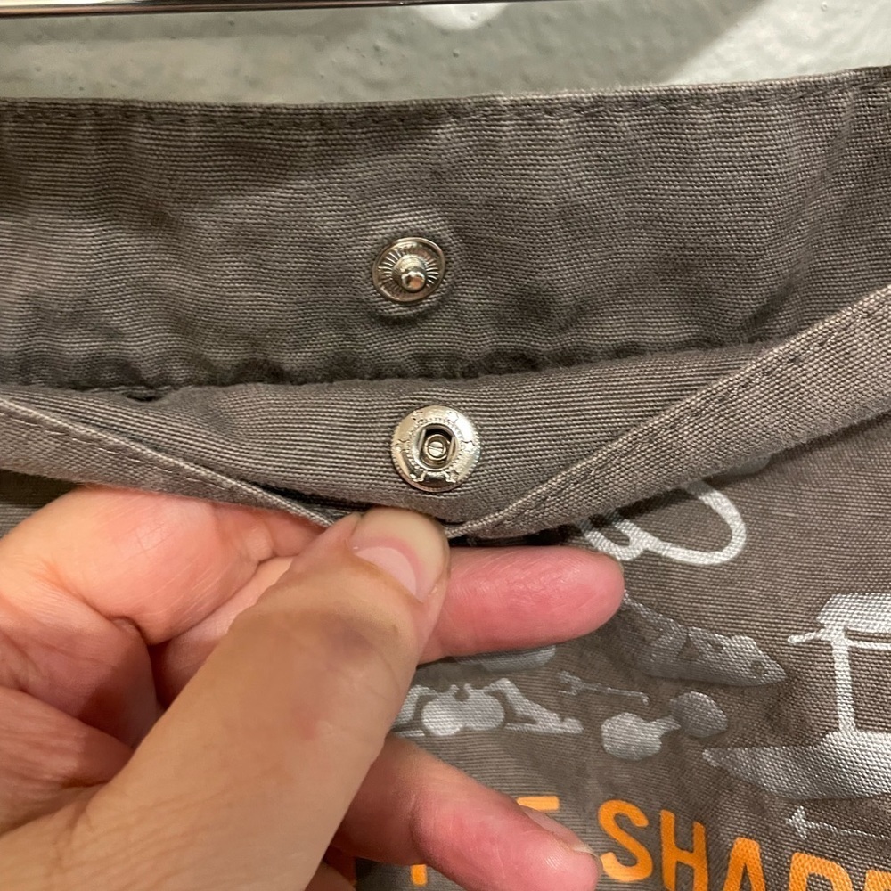 Lucy canvas bag with cup holder inside.  Olive brown with orange accents. - Picture 3 of 5